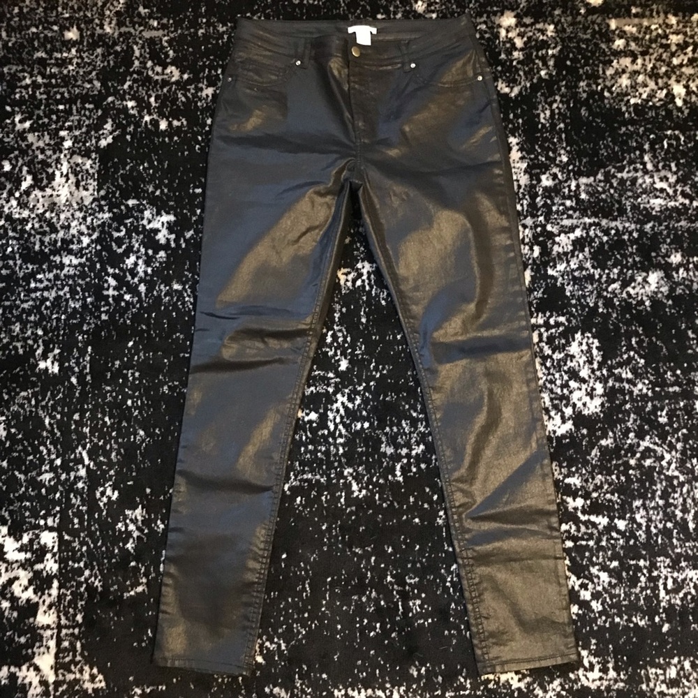 H&M Coated Black Skinny Pants
